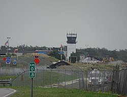 Airport's control tower looking east
