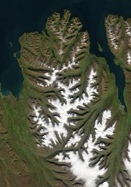 Satellietfoto van Tröllaskagi.