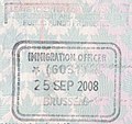 Passport stamp with 6 months' leave to enter issued at the juxtaposed controls at the Brussels-South railway station to a non-visa national.