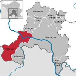 Elhelyezkedése Regionalverband Saarbrücken térképén