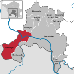 Läget för Völklingen i Regionalverband Saarbrücken