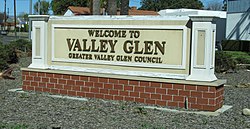 Valley Glen monument at the intersection of Burbank Boulevard and Coldwater Canyon Avenue.