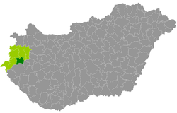 Location of the district in Hungary