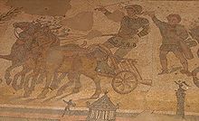 Mosaïque romaine d'une course de char, Sicile, IIIe/IVe siècle.