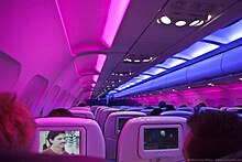 Cabine d'un A320 de Virgin America en 2011.