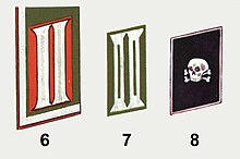 Heer collar patches: 6, Artillery NCO (dress); 7, Enlisted (service) ; 8, Panzers WMacht H OFR8-1 Kragenspiegel Uffz und Mannschaften 1945.jpg