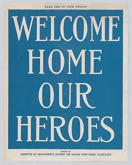 A celebratory poster for soldiers and marines returning home