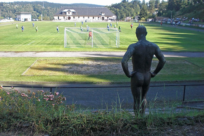 File:Werner Stötzer - Der nackte Mann auf dem Sportplatz - Heiko Bätz.jpg