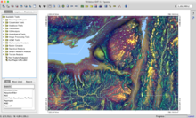 Whitebox GAT running on MacOS displaying raster and vector data. WhiteboxGATTopographicPosition.png