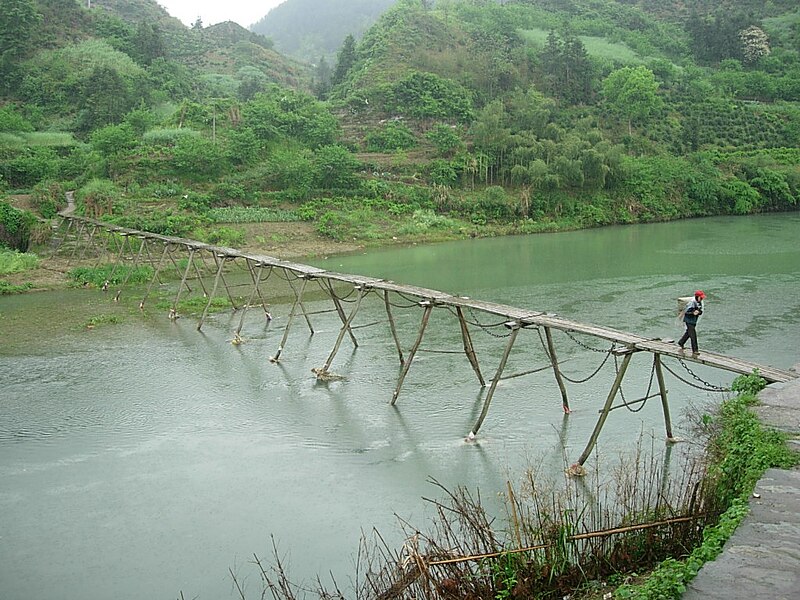 File:Wooden bridge in Changxi, She County, Anhui Province, China.jpg