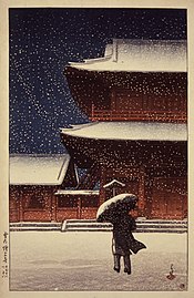 Snow at Zōjō Temple (1922) by Hasui Kawase