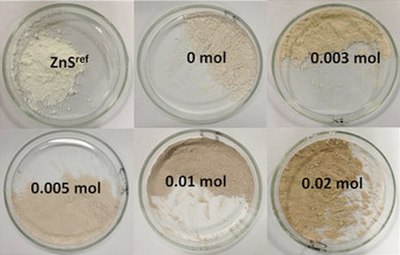 ZnS powders containing different concentrations of sulfur vacancies