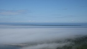 Île du Bic vista da montanha em Michaud no parque nacional Bic