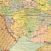 Територія АМСРР на карті Української СРР, адміністративні межі станом на 1 березня 1927 року