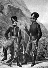 Non-commissioned officers and men of the Greek Balaklava Infantry battalion, 1797-1830 09 1210 Book illustrations of Historical description of the clothes and weapons of Russian troops.jpg