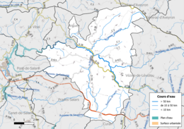 Farbkarte mit dem hydrographischen Netz der Gemeinde