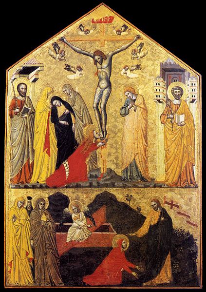 File:14th-century unknown painters - Crucifixion with Saints and Noli Me Tangere - WGA23903.jpg