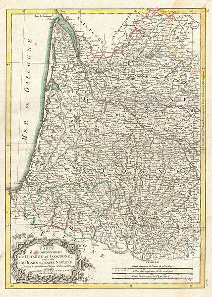 File:1771 Bonne Map of Guyenne and Gascony, France - Geographicus - Gascogne-bonne-1771.jpg