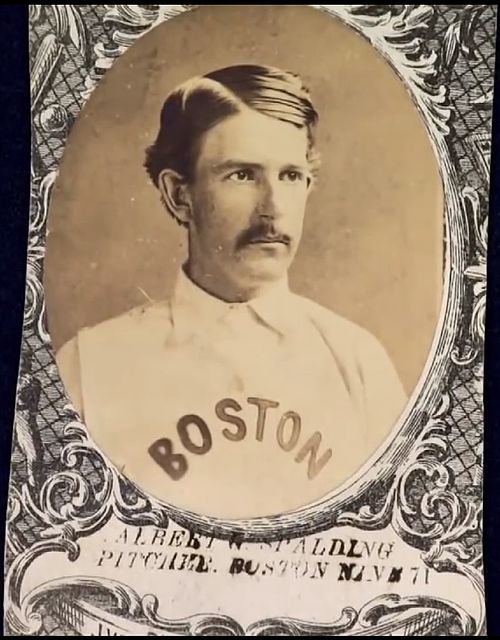 Albert Spalding on a 1871 Boston Red Stockings baseball card.