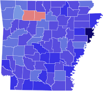 1924 United States Senate election in Arkansas results map by county.svg