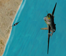 1981 Gulf of Sidra incident. F-14 Fast Eagle 107, from VF-41 about to shoot down a Libyan Su-22 with an AIM-9 Sidewinde.png