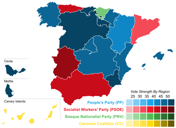 1999 European election in Spain - AC results.svg