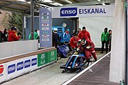 Deutsch: Bob-Europacup 2018/19; Station 1 in Altenberg, 2er-Rennen Nummer 1, Lauf 1 English: Bobsleigh Europe Cup 2018-19 in Altenberg - 2-man Race 1, first run