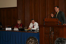 Beghe speaking at a conference on Scientology in Hamburg, Germany (September 4, 2008)