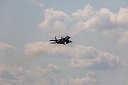 An F-15C Eagle, tail number 86-0164, taking off from RAF Lakenheath in England. The aircraft was assigned to the 493rd Fighter Squadron.