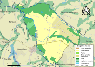 Barevná mapa znázorňující využití půdy.