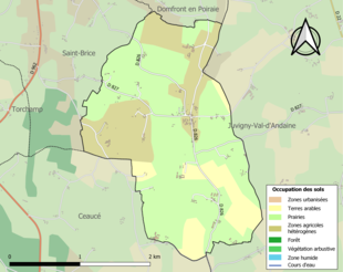 Kolorowa mapa przedstawiająca użytkowanie gruntów.