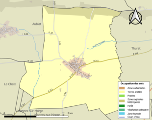 Carte en couleurs présentant l'occupation des sols.