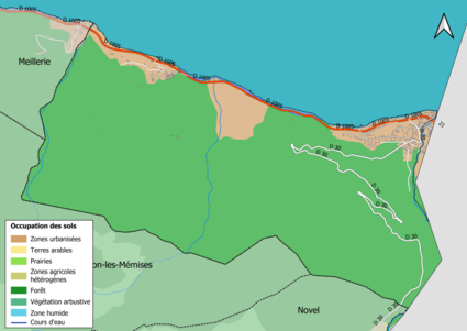 Carte en couleurs présentant l'occupation des sols.