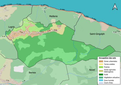 Carte en couleurs présentant l'occupation des sols.