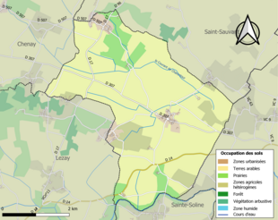 Barevná mapa znázorňující využití půdy.