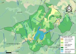 Barevná mapa znázorňující využití půdy.