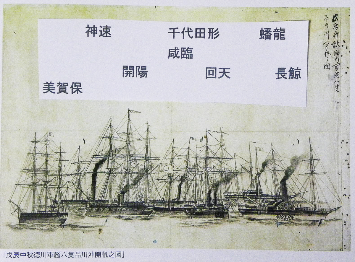 File:8 Tokugawa Warships Sailing Off Shinagawa 1868 by Masanoshin 