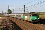 BB 9200 class electric locomotive leads a train service in Perrigny-sur-Armançon, France