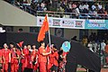 Athletes from China bearing the national flag during the opening ceremony.