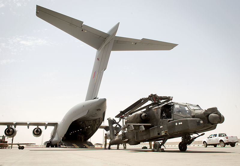 File:AH47 Apache Helicopter Being Transported from Afghanistan Back to the UK MOD 45157882.jpg