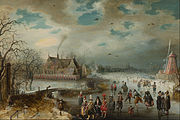 Schaatsen op de bevroren Amstel (1611) in de National Gallery of Art.