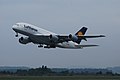 Deutsch: Airbus A380 beim Start auf dem Flughafen Stuttgart. English: Airbus A380 starting at Stuttgart Airport