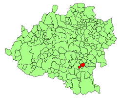 Alentisque utheva i raudt på kommunekart over Soria