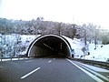 The Italian Autostrada A26 while it enters a tunnel