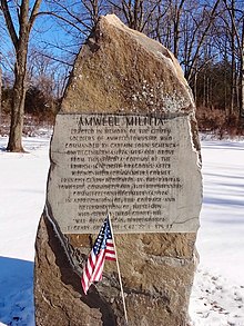 Amwell Militia monument at the ambush site Amwell Militia monument, Raritan Township, NJ.jpg