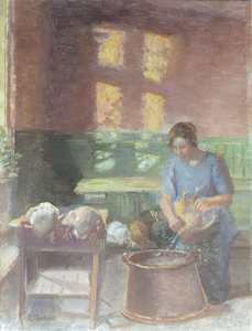 Anna Ancher: Hønsene plukkes, ml. 1877 og 1927