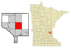 Anoka County Minnesota Sisällytetyt ja rekisteröimättömät alueet Ham Lake Highlighted.svg