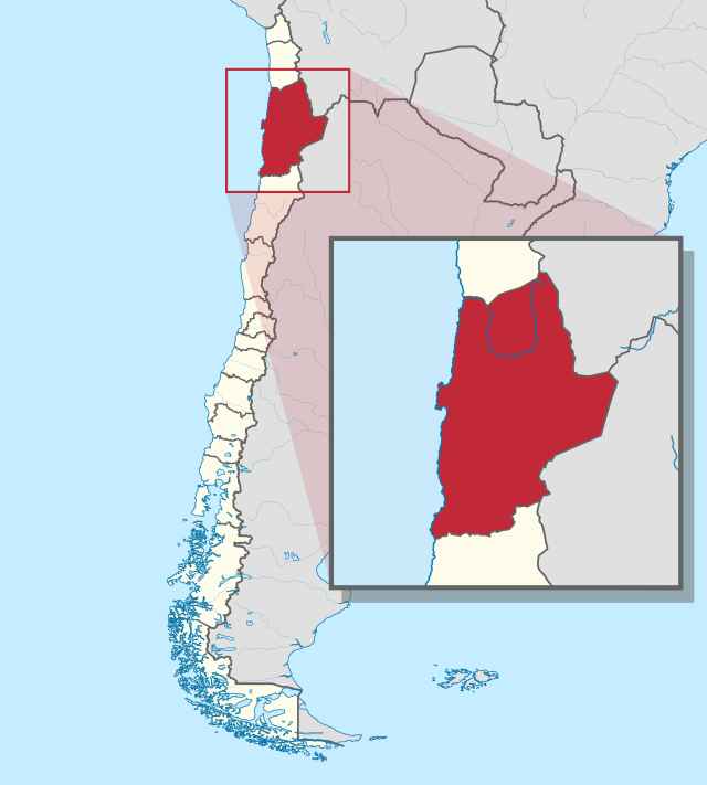 Poziția localității Regiunea Antofagasta