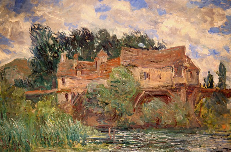 File:Art at the New Orleans Museum of Art - Houses on the Old Bridge at Vernon circa 1883 by Monet.jpg