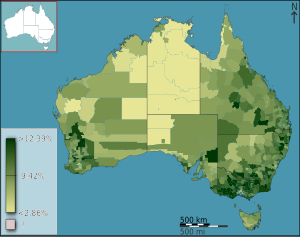 Australian Census 2011 demographic map - Australia by SLA - BCP field 1180 Scottish Total Responses